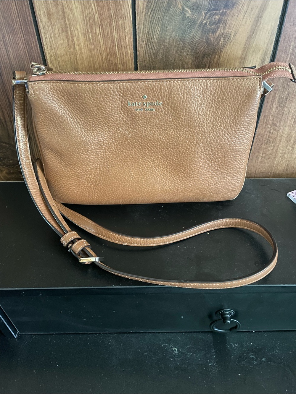 kate spade Pebbled Leather Crossbody Bag in Cognac